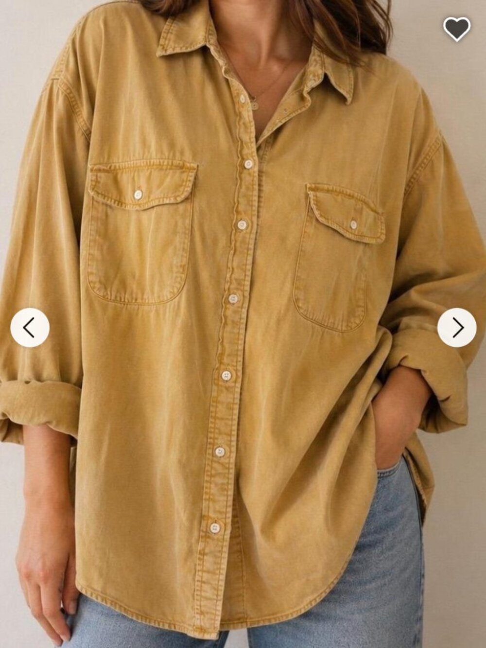 Aerie Women's Oversized Cotton Button-Up Shirt, Mustard Yellow, Medium